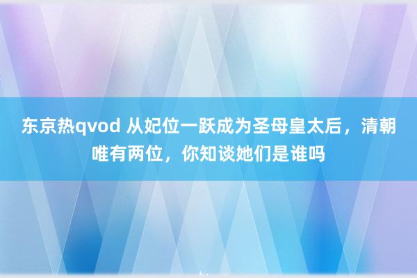 东京热qvod 从妃位一跃成为圣母皇太后，清朝唯有两位，你知谈她们是谁吗