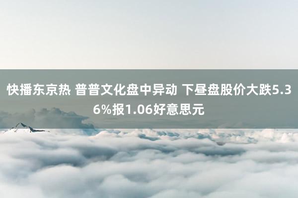 快播东京热 普普文化盘中异动 下昼盘股价大跌5.36%报1.06好意思元